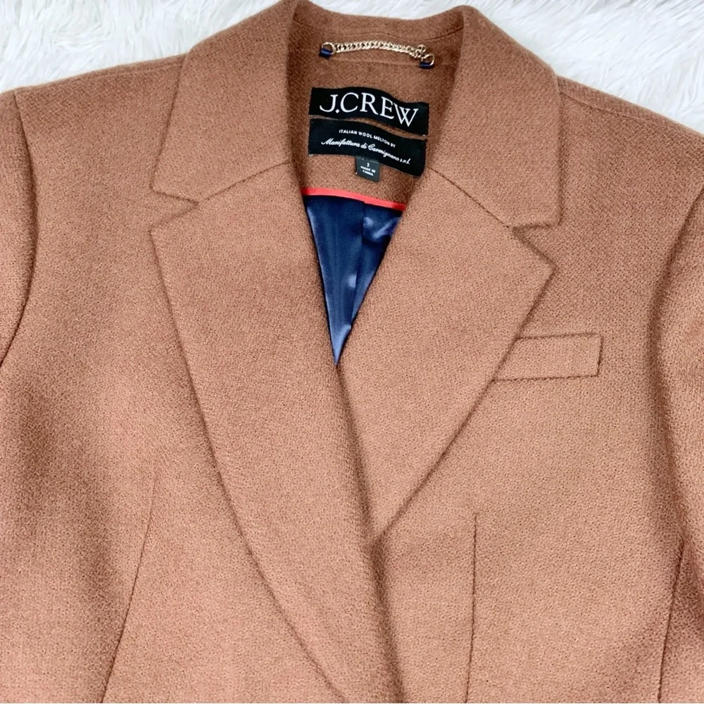 J Crew Double-breasted topcoat in Italian melton wool blend in brown - Picture 5 of 11